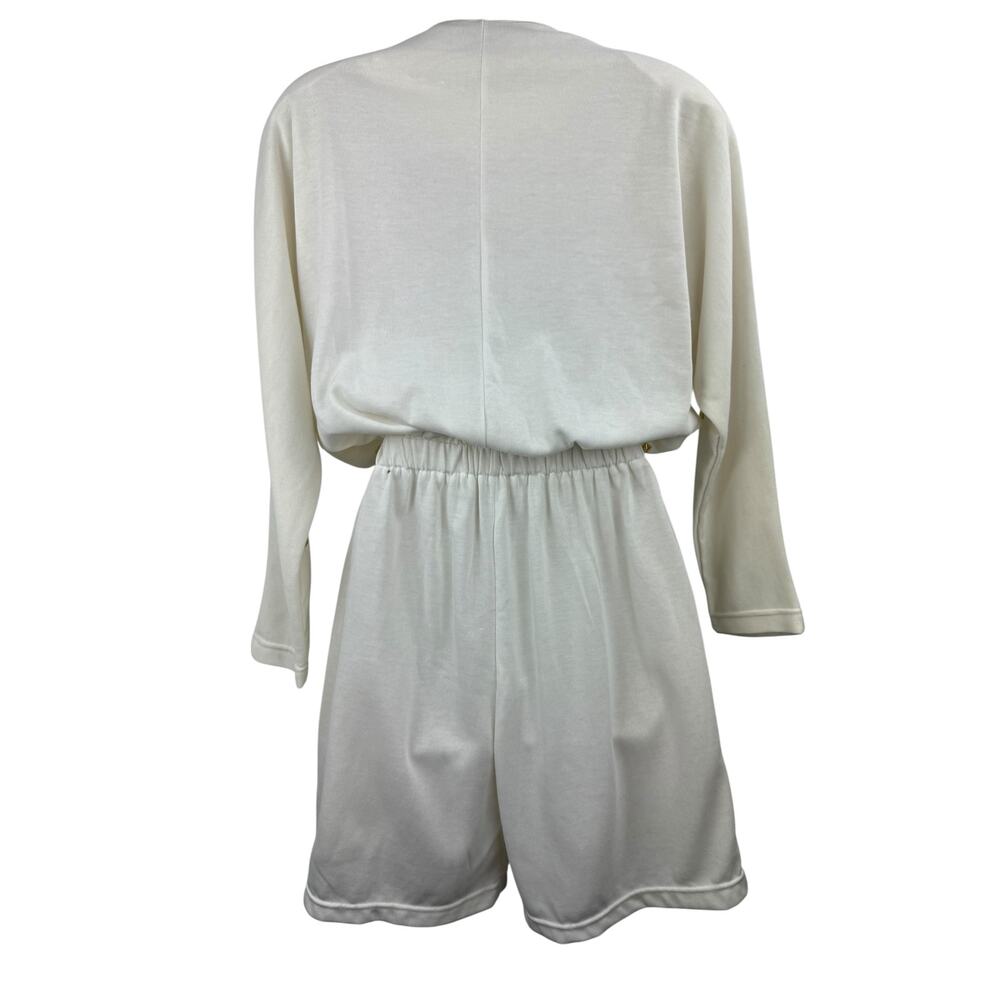 ❌Sold❌Vintage 90's cotton gold studded white batwing romper - Picture 5 of 6